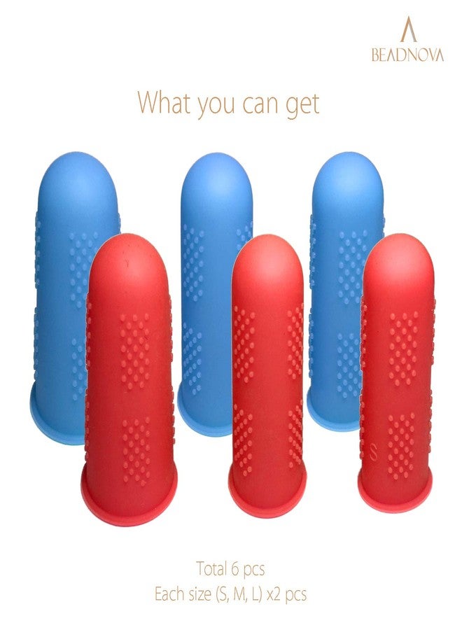 BEADNOVA Finger Cot Silicon Finger Gloves Protector for Electronic Repair Painting Jewelry Cleaning Crafting Industrial Apply (Pack of 6-3 Size, Blue & Red Color) - Image 3